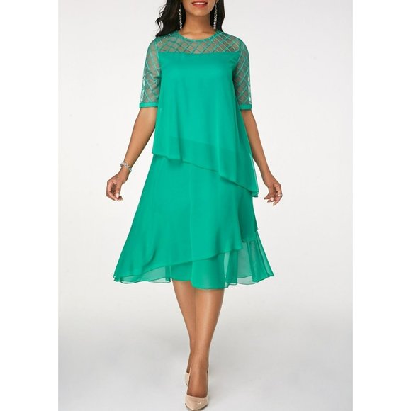 Layered Round Neck Chiffon Dress Size Large - Picture 5 of 10